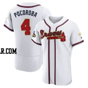 Biff Pocoroba Men's Atlanta Braves Gold Authentic White 2022 Program Jersey