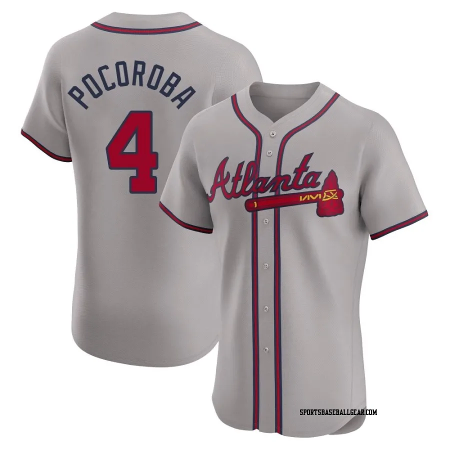 Biff Pocoroba Men's Atlanta Braves Gray Elite Road Jersey