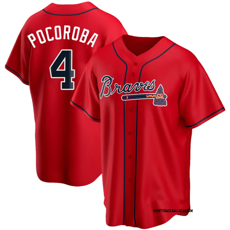 Biff Pocoroba Men's Atlanta Braves Red Replica Alternate Jersey