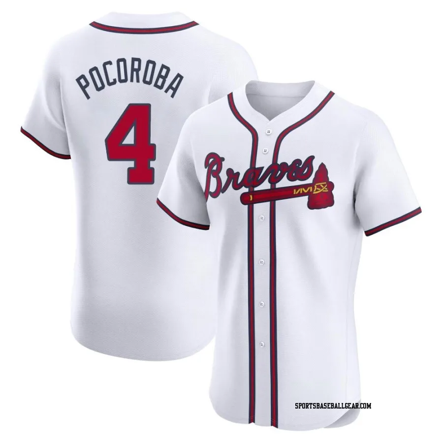 Biff Pocoroba Men's Atlanta Braves White Elite Home Jersey