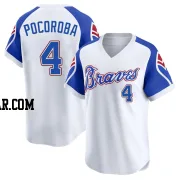 Biff Pocoroba Men's Atlanta Braves White Limited Throwback Cooperstown Collection Jersey