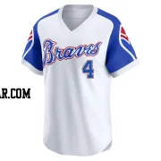 Biff Pocoroba Men's Atlanta Braves White Limited Throwback Cooperstown Collection Jersey