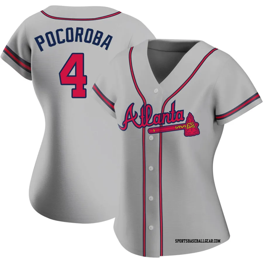 Biff Pocoroba Women's Atlanta Braves Gray Replica Road Jersey