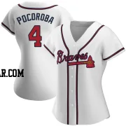 Biff Pocoroba Women's Atlanta Braves White Replica Home Jersey