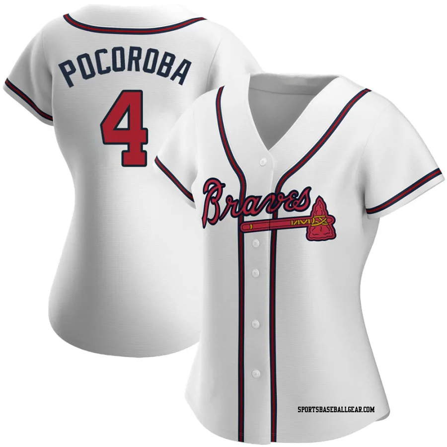 Biff Pocoroba Women's Atlanta Braves White Replica Home Jersey
