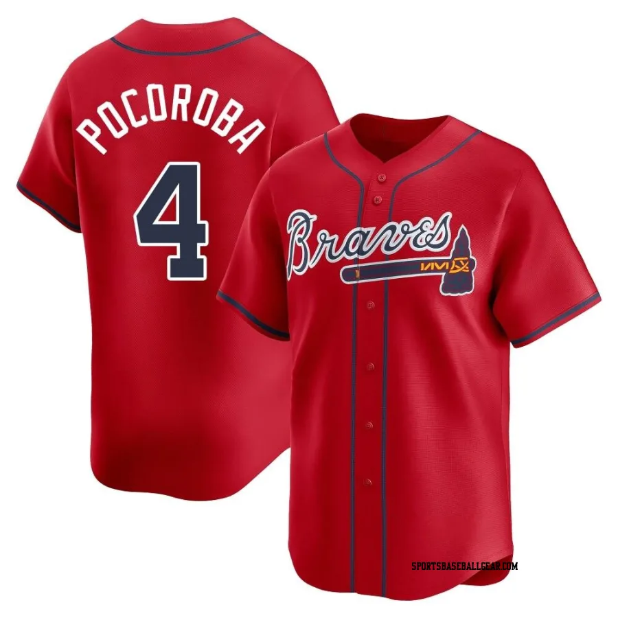 Biff Pocoroba Youth Atlanta Braves Red Limited Alternate Jersey
