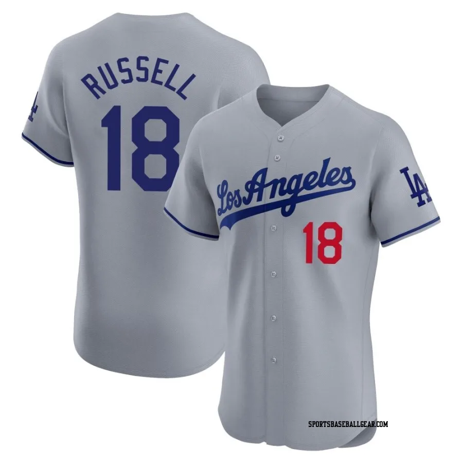 Bill Russell Men's Los Angeles Dodgers Gray Elite Road Jersey