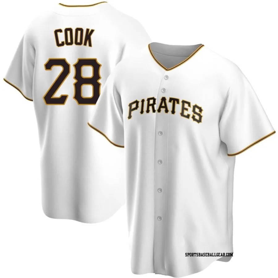 Billy Cook Men's Pittsburgh Pirates White Replica Home Jersey