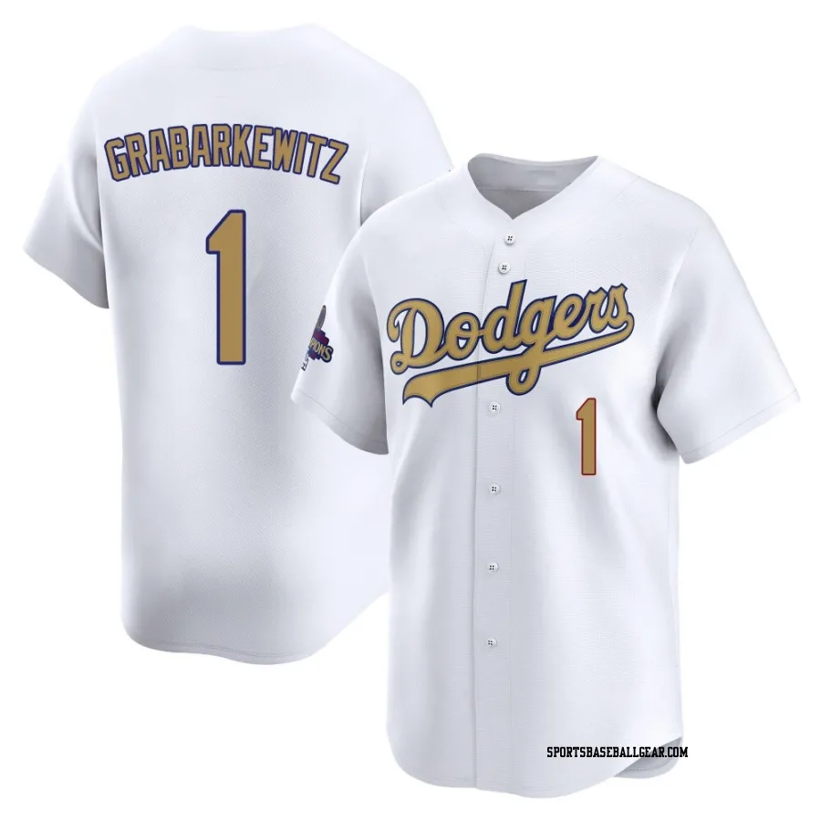 Billy Grabarkewitz Men's Los Angeles Dodgers Gold Limited White 2025 Collection Jersey