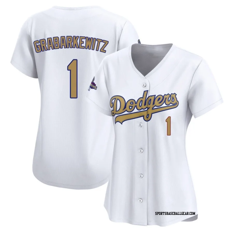 Billy Grabarkewitz Women's Los Angeles Dodgers Gold Limited White 2025 Collection Jersey