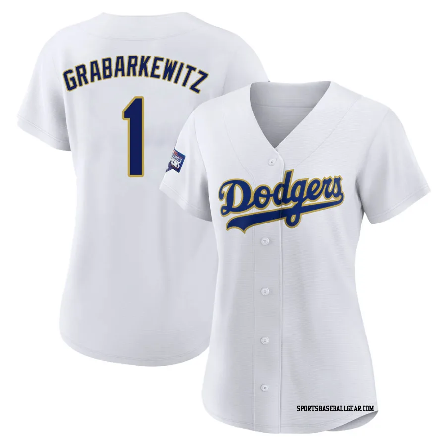 Billy Grabarkewitz Women's Los Angeles Dodgers White/Gold Authentic 2021 Gold Program Player Jersey