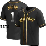 Billy Martin Youth New York Yankees Black Golden Replica Alternate Jersey