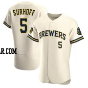 Bj Surhoff Men's Milwaukee Brewers Cream Authentic Home Jersey