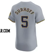 Bj Surhoff Men's Milwaukee Brewers Gray Elite Road Jersey