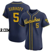 Bj Surhoff Men's Milwaukee Brewers Navy Elite Alternate Jersey