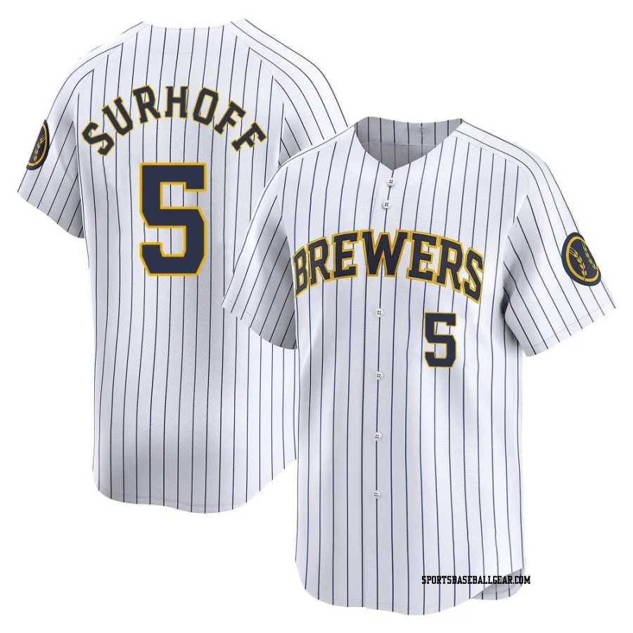 Bj Surhoff Men's Milwaukee Brewers White Limited Alternate Jersey