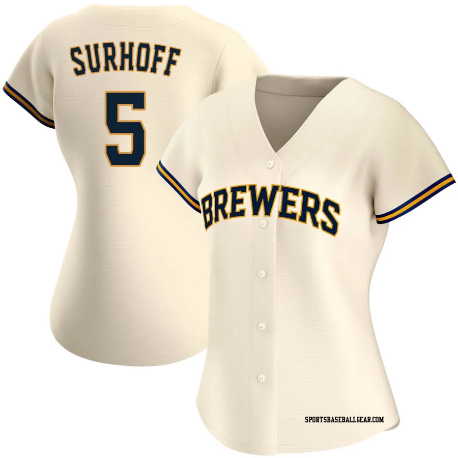 Bj Surhoff Women's Milwaukee Brewers Cream Authentic Home Jersey