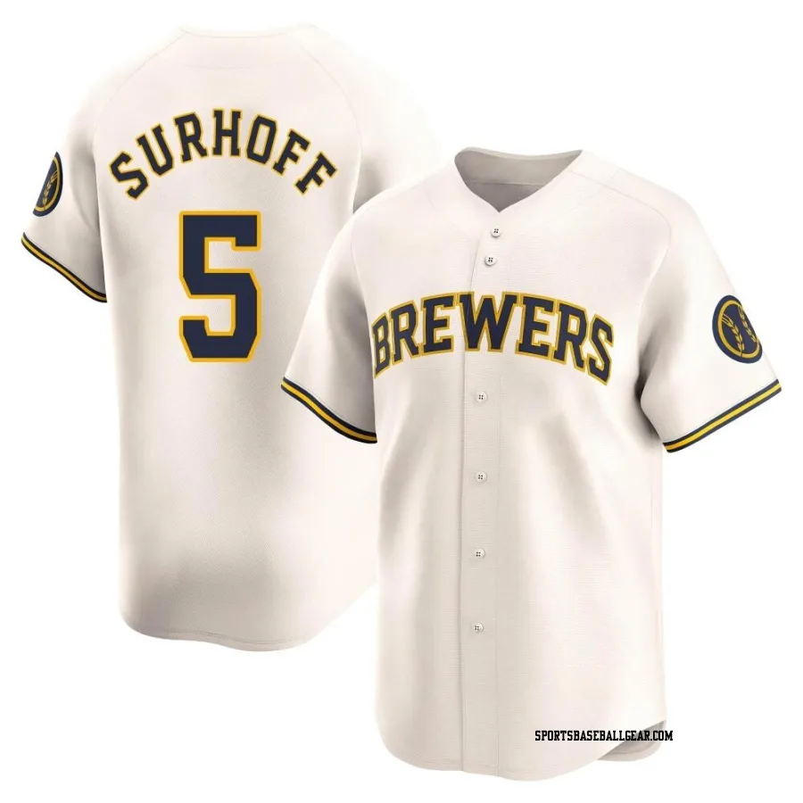 Bj Surhoff Youth Milwaukee Brewers Cream Limited Home Jersey