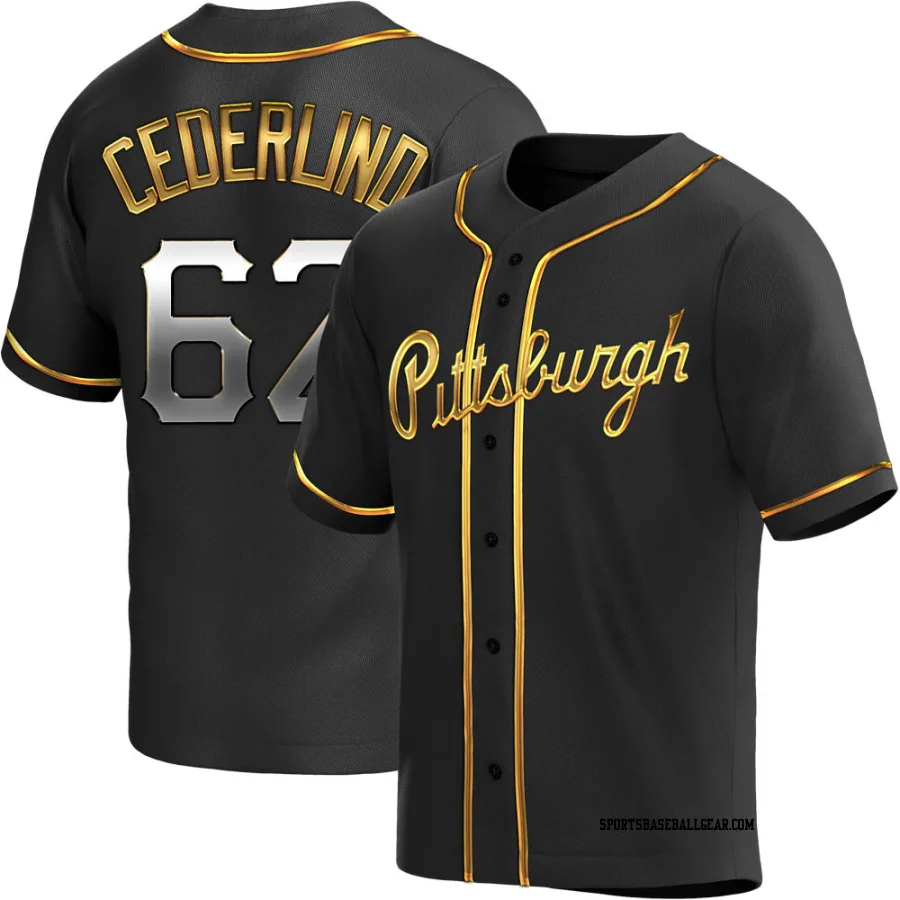 Blake Cederlind Youth Pittsburgh Pirates Black Golden Replica Alternate Jersey