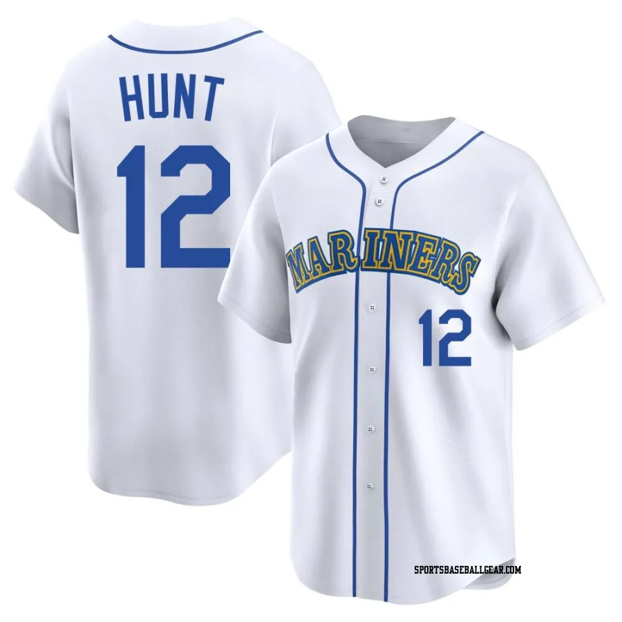 Blake Hunt Men's Seattle Mariners White Limited Throwback Cooperstown Collection Jersey