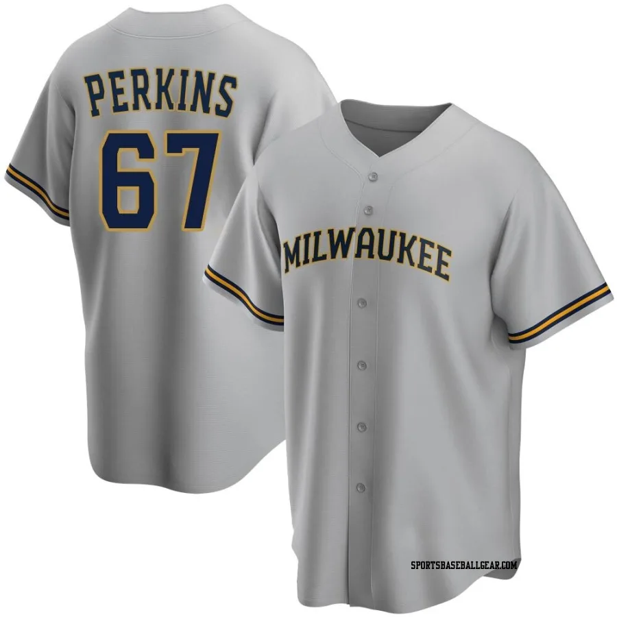 Blake Perkins Youth Milwaukee Brewers Gray Replica Road Jersey