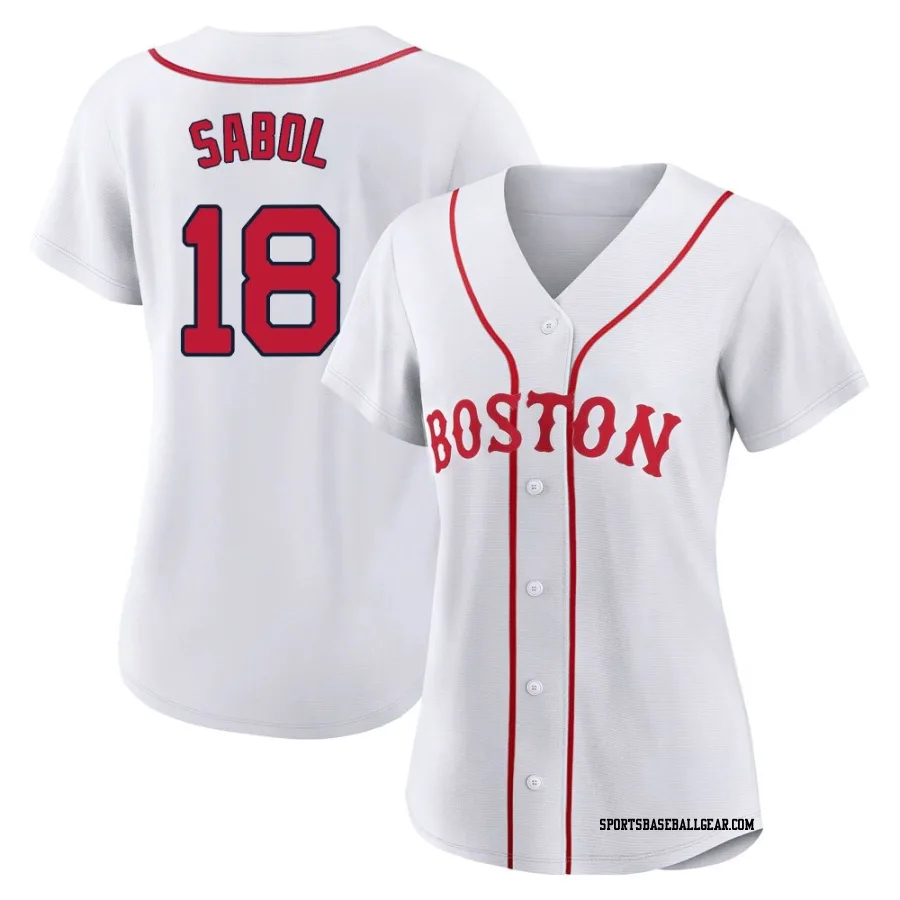 Blake Sabol Women's Boston Red Sox White Authentic 2021 Patriots' Day Jersey