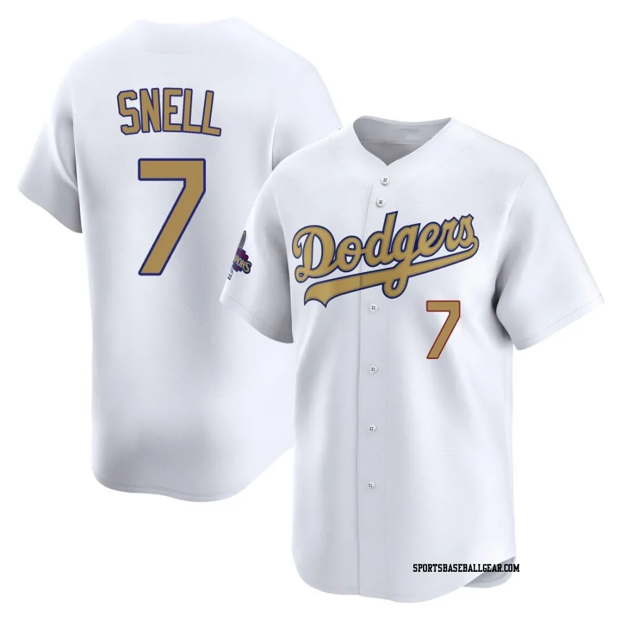 Blake Snell Youth Los Angeles Dodgers Gold Limited White 2025 Collection Jersey