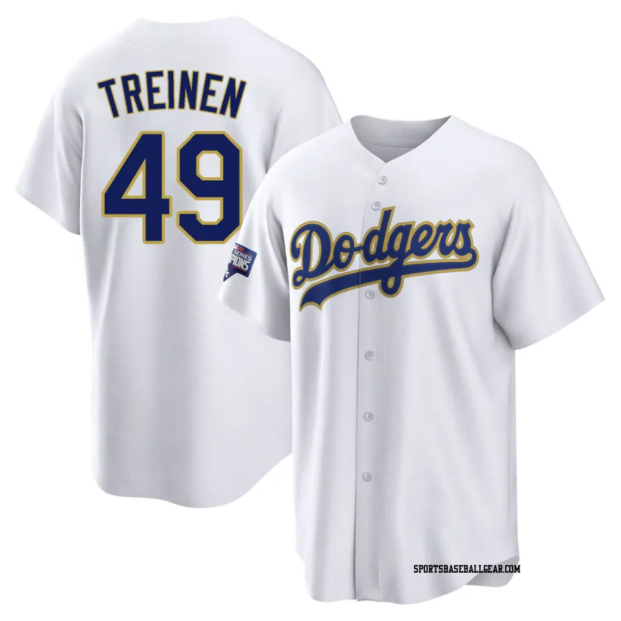 Blake Treinen Men's Los Angeles Dodgers White/Gold Replica 2021 Gold Program Player Jersey