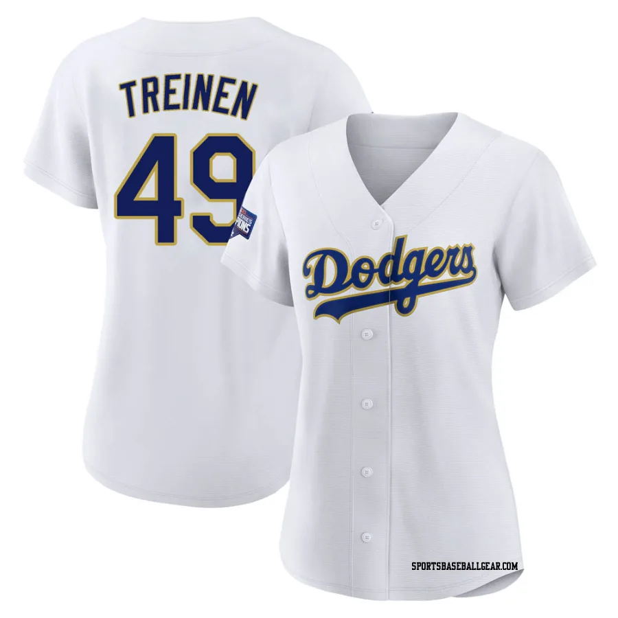 Blake Treinen Women's Los Angeles Dodgers White/Gold Replica 2021 Gold Program Player Jersey