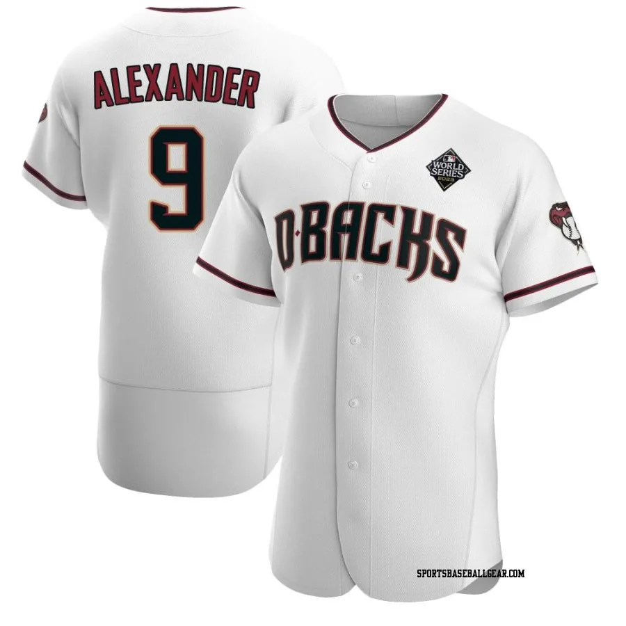 Blaze Alexander Men's Arizona Diamondbacks White Authentic Crimson Home 2023 World Series Jersey