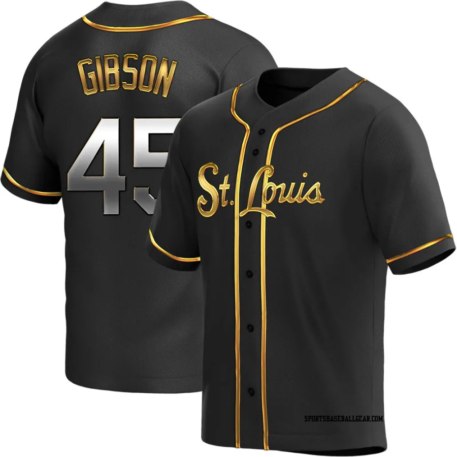 Bob Gibson Men's St. Louis Cardinals Black Golden Replica Alternate Jersey