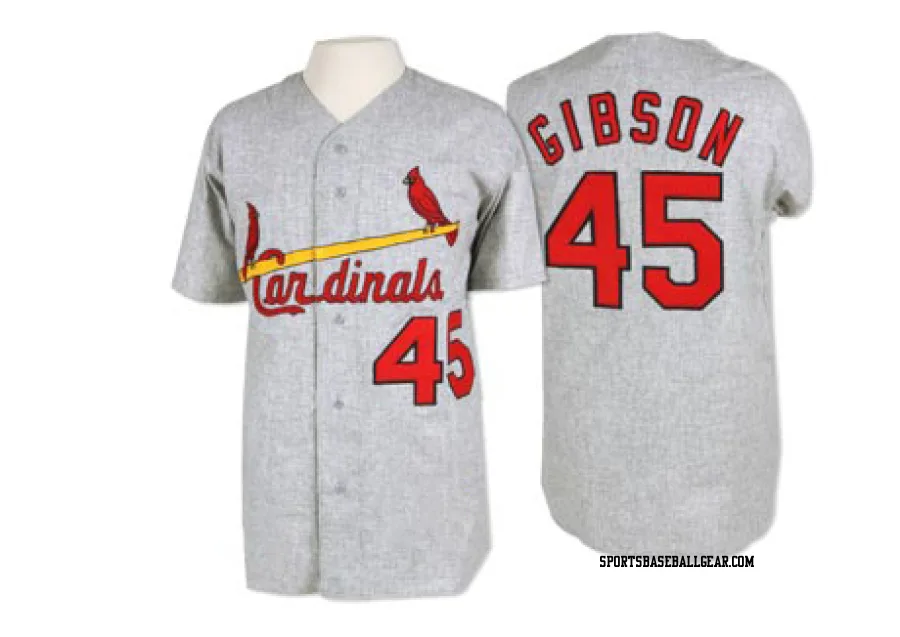 Bob Gibson Men's St. Louis Cardinals Grey Authentic 1967 Throwback Jersey
