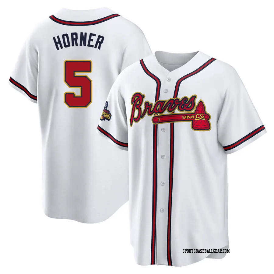 Bob Horner Youth Atlanta Braves Gold Replica White 2022 Program Jersey