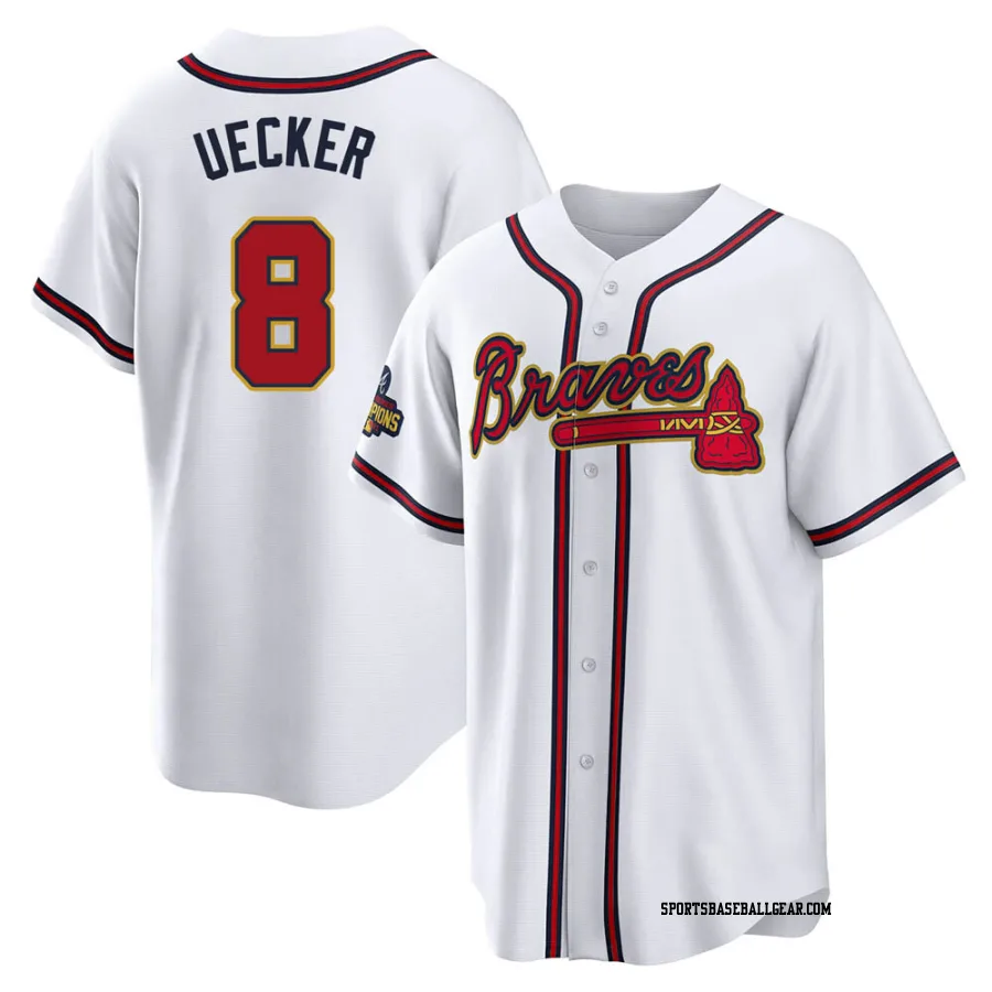 Bob Uecker Men's Atlanta Braves Gold Replica White 2022 Program Jersey