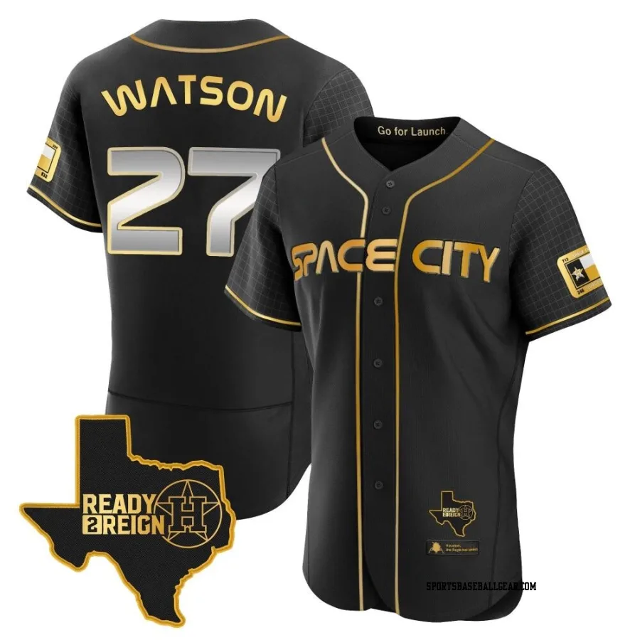 Bob Watson Men's Houston Astros Black/Gold Authentic 2023 Space City Ready 2 Reign Flex Base Jersey