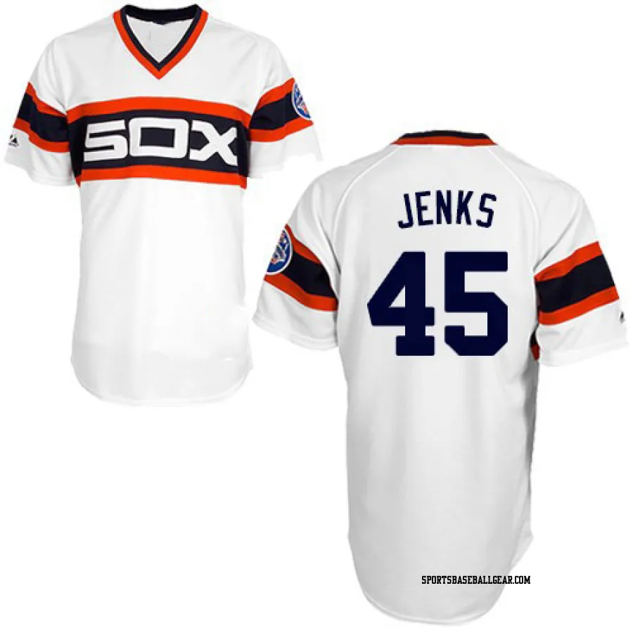 Bobby Jenks Men's Chicago White Sox White Authentic 1983 Throwback Jersey