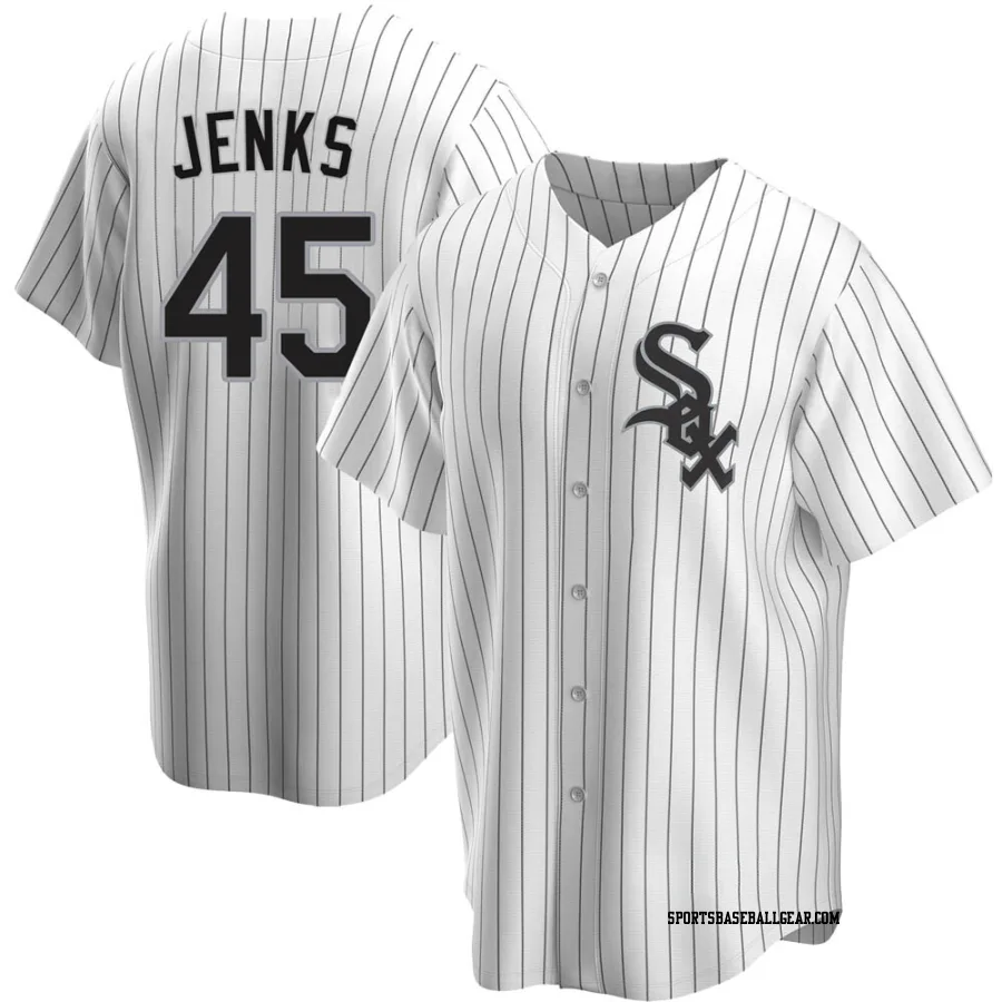 Bobby Jenks Men's Chicago White Sox White Replica Home Jersey