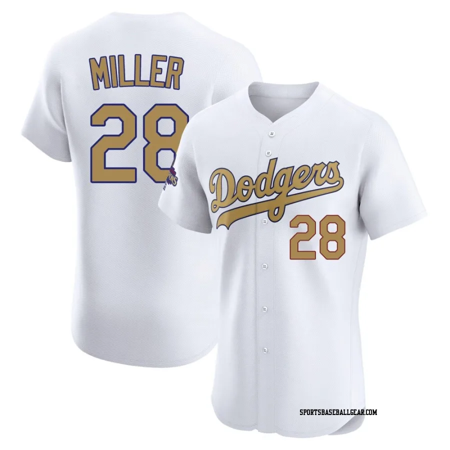 Bobby Miller Men's Los Angeles Dodgers Gold Elite White 2025 Collection Jersey