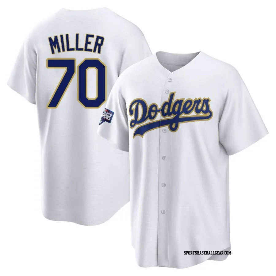 Bobby Miller Men's Los Angeles Dodgers White/Gold Replica 2021 Gold Program Player Jersey