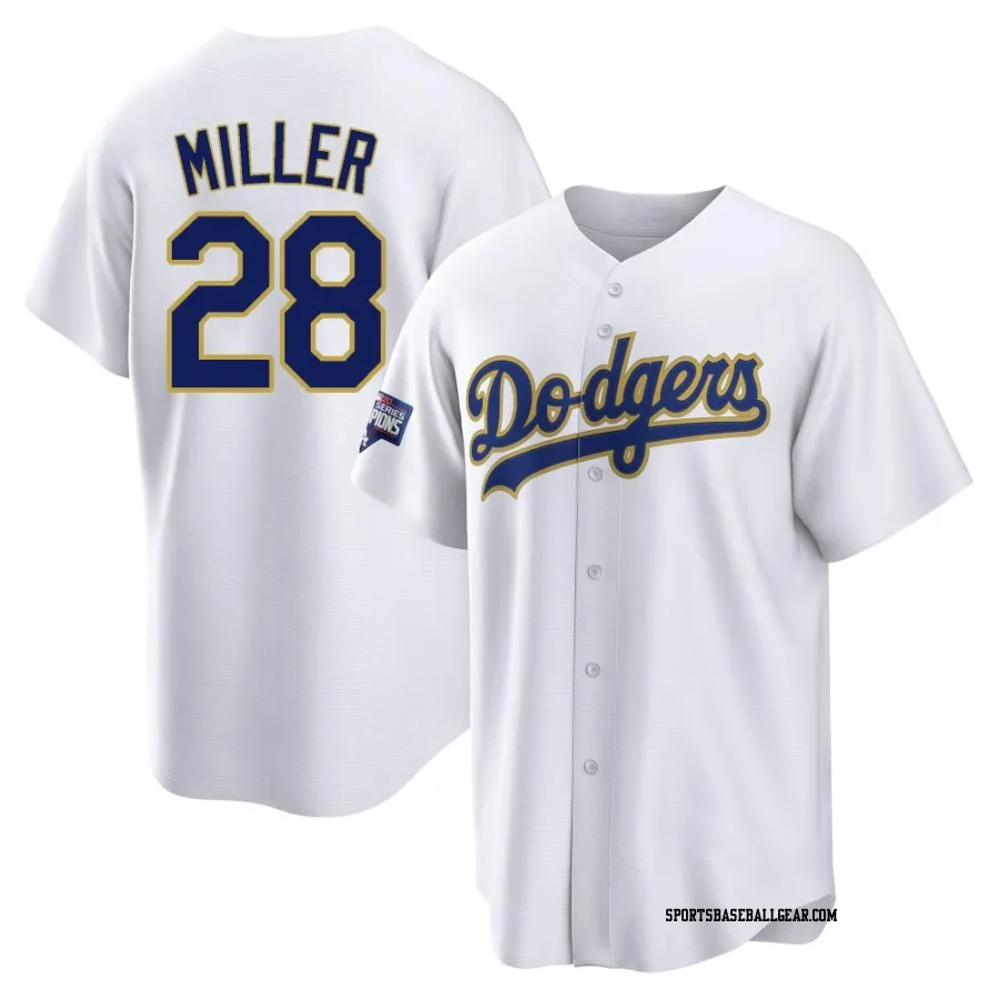 Bobby Miller Youth Los Angeles Dodgers White/Gold Replica 2021 Gold Program Player Jersey