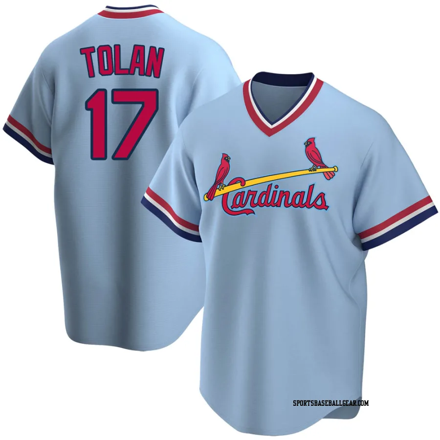 Bobby Tolan Men's St. Louis Cardinals Light Blue Replica Road Cooperstown Collection Jersey