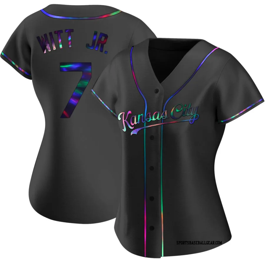 Bobby Witt Jr. Women's Kansas City Royals Black Holographic Replica Alternate Jersey
