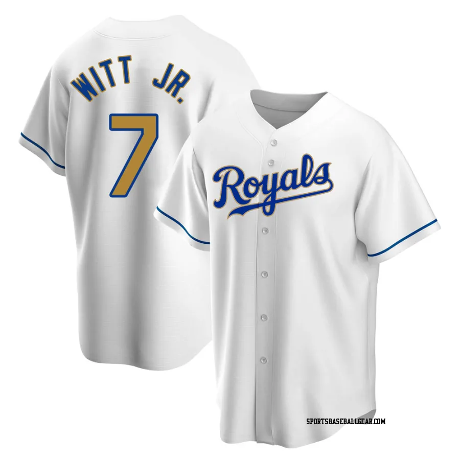 Bobby Witt Jr. Youth Kansas City Royals Gold Replica White Home Jersey