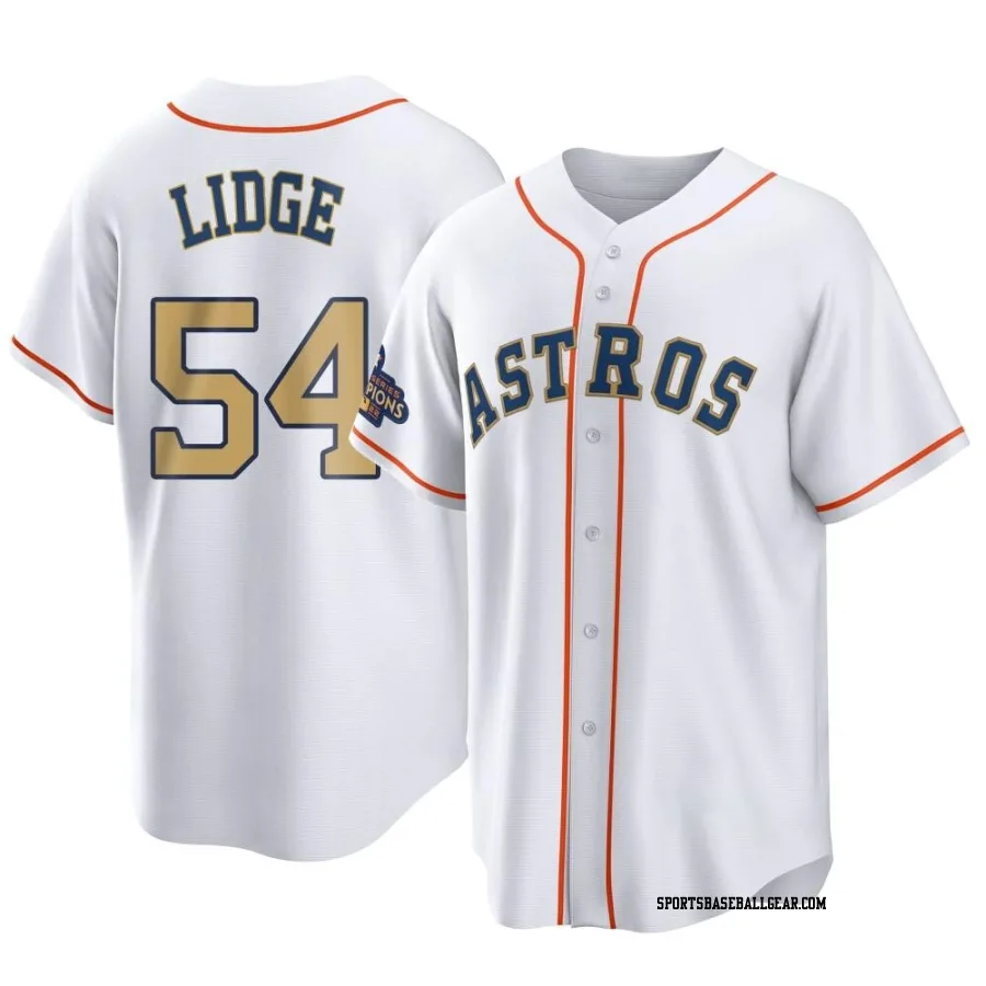 Brad Lidge Youth Houston Astros Gold Replica White 2023 Collection Jersey