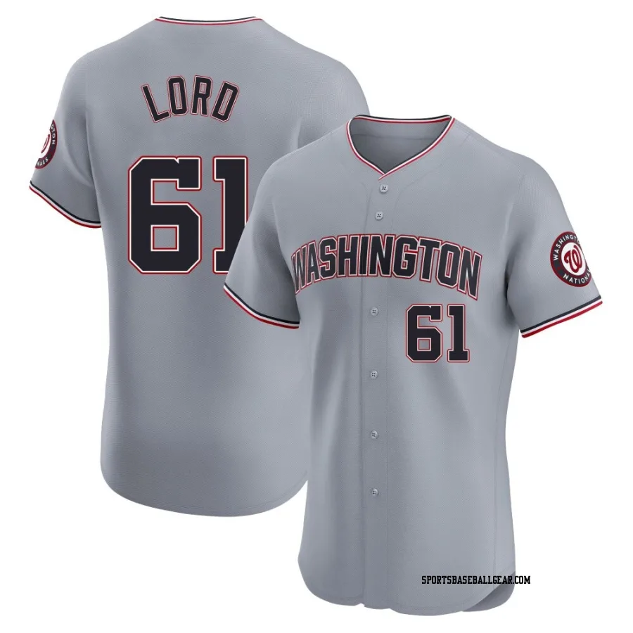 Brad Lord Men's Washington Nationals Gray Elite Road Jersey
