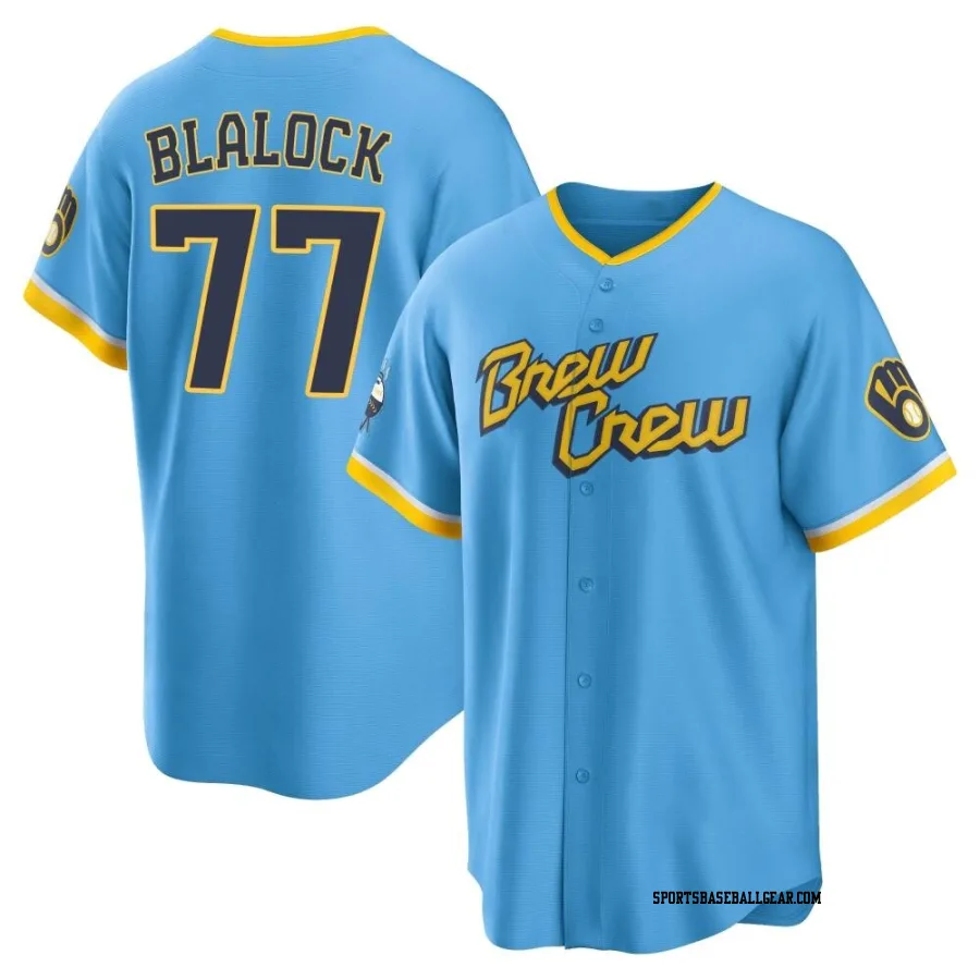Bradley Blalock Youth Milwaukee Brewers Blue Replica Powder 2022 City Connect Jersey