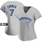 Bradley Zimmer Women's Toronto Blue Jays Gray Authentic Road Jersey
