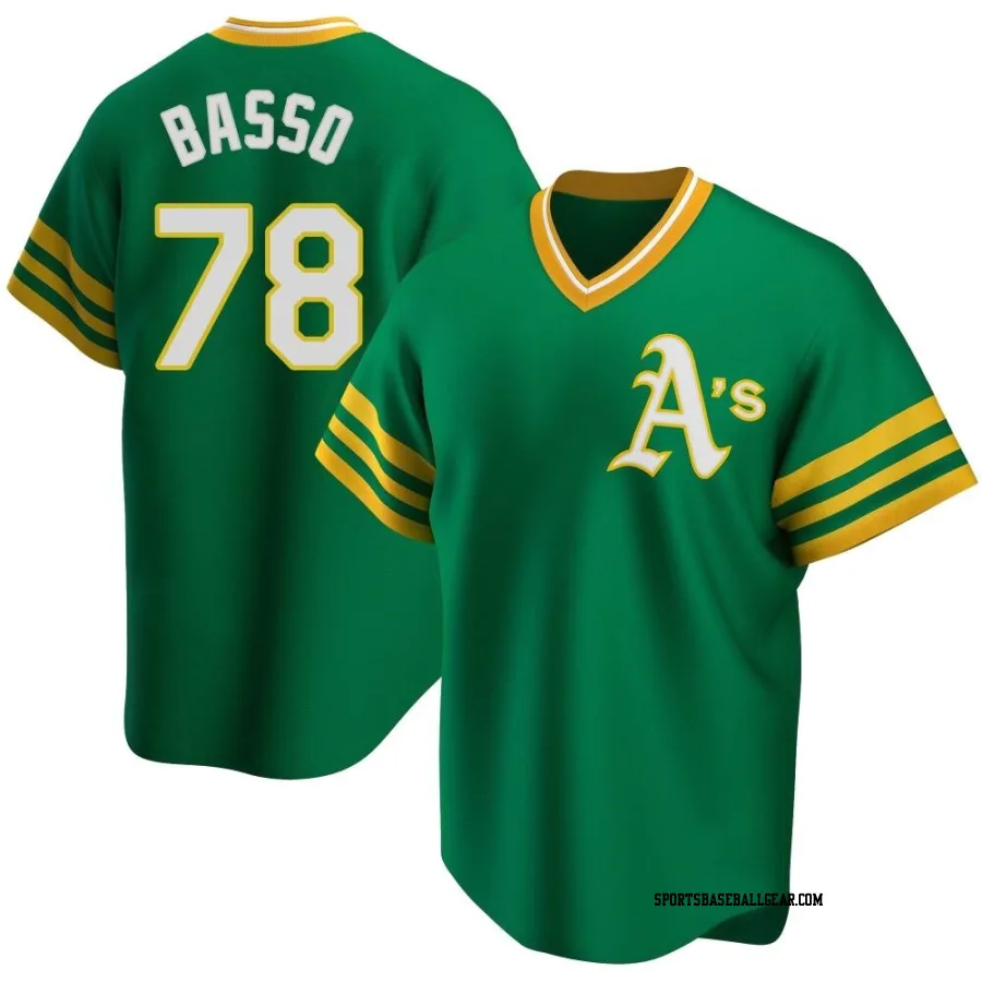 Brady Basso Youth Oakland Athletics Green Replica R Kelly Road Cooperstown Collection Jersey