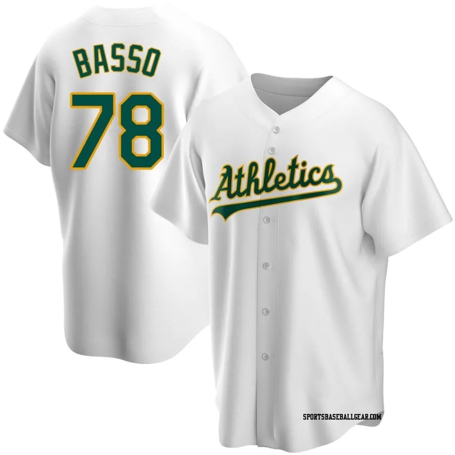 Brady Basso Youth Oakland Athletics White Replica Home Jersey