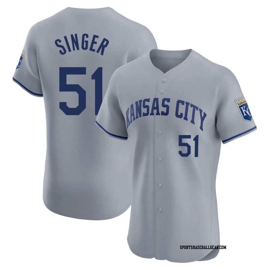 Brady Singer Men's Kansas City Royals Gray Elite Road Jersey